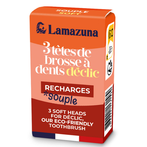 Lamazuna -- Recharge de 3 têtes de brosse à dents souple